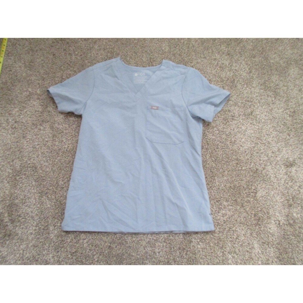 FIGS Technical Collection Scrub Top S blue Solid Polyester Blend